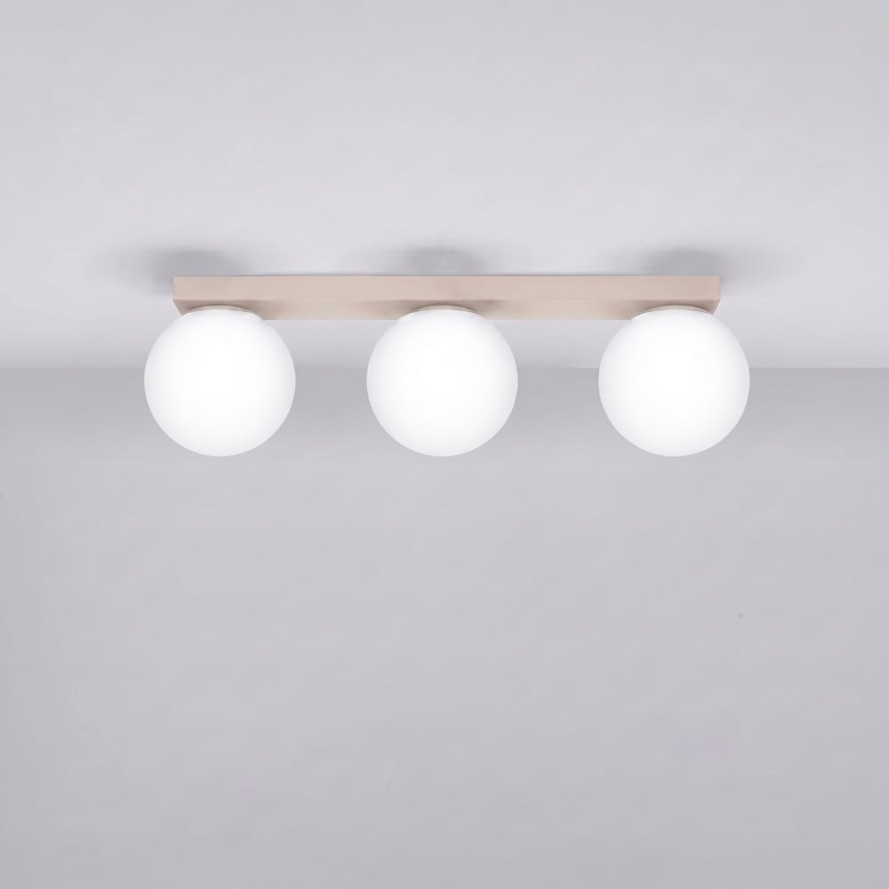 Plafonnier acier/verre taupe h 14.5 cm — vue 3