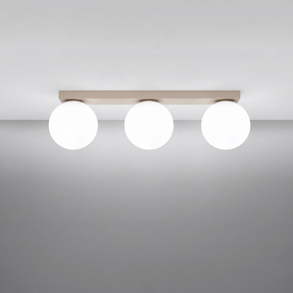 Plafonnier acier/verre taupe h 14.5 cm — vue 4