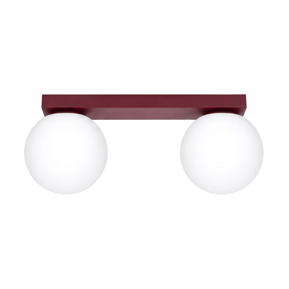 Plafonnier acier/verre bourgogne h 14.5 cm