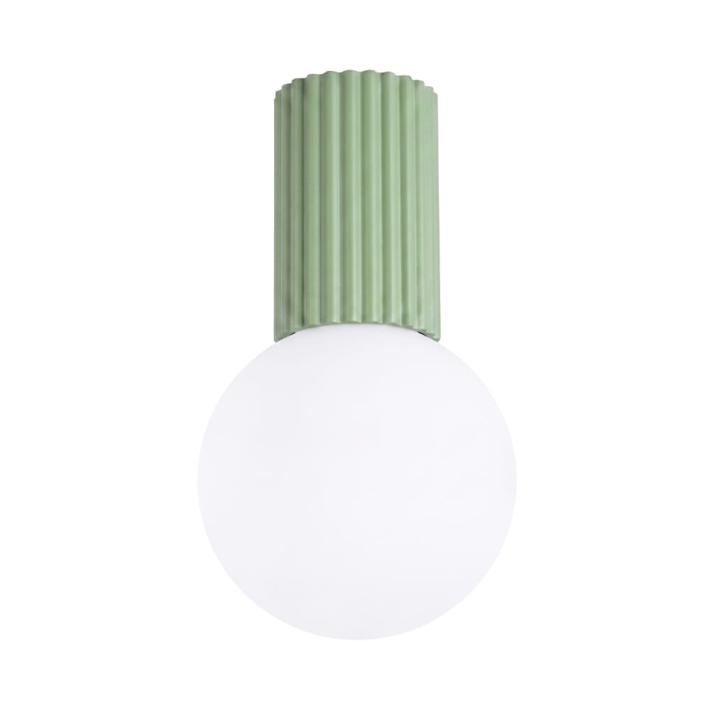 Plafonnier aluminium/verre sauge h 21 cm