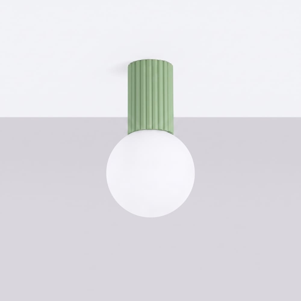 Plafonnier aluminium/verre sauge h 21 cm — vue 3