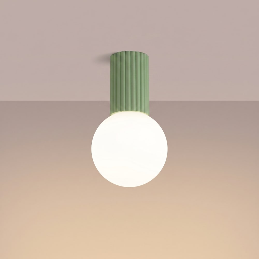 Plafonnier aluminium/verre sauge h 21 cm — vue 4