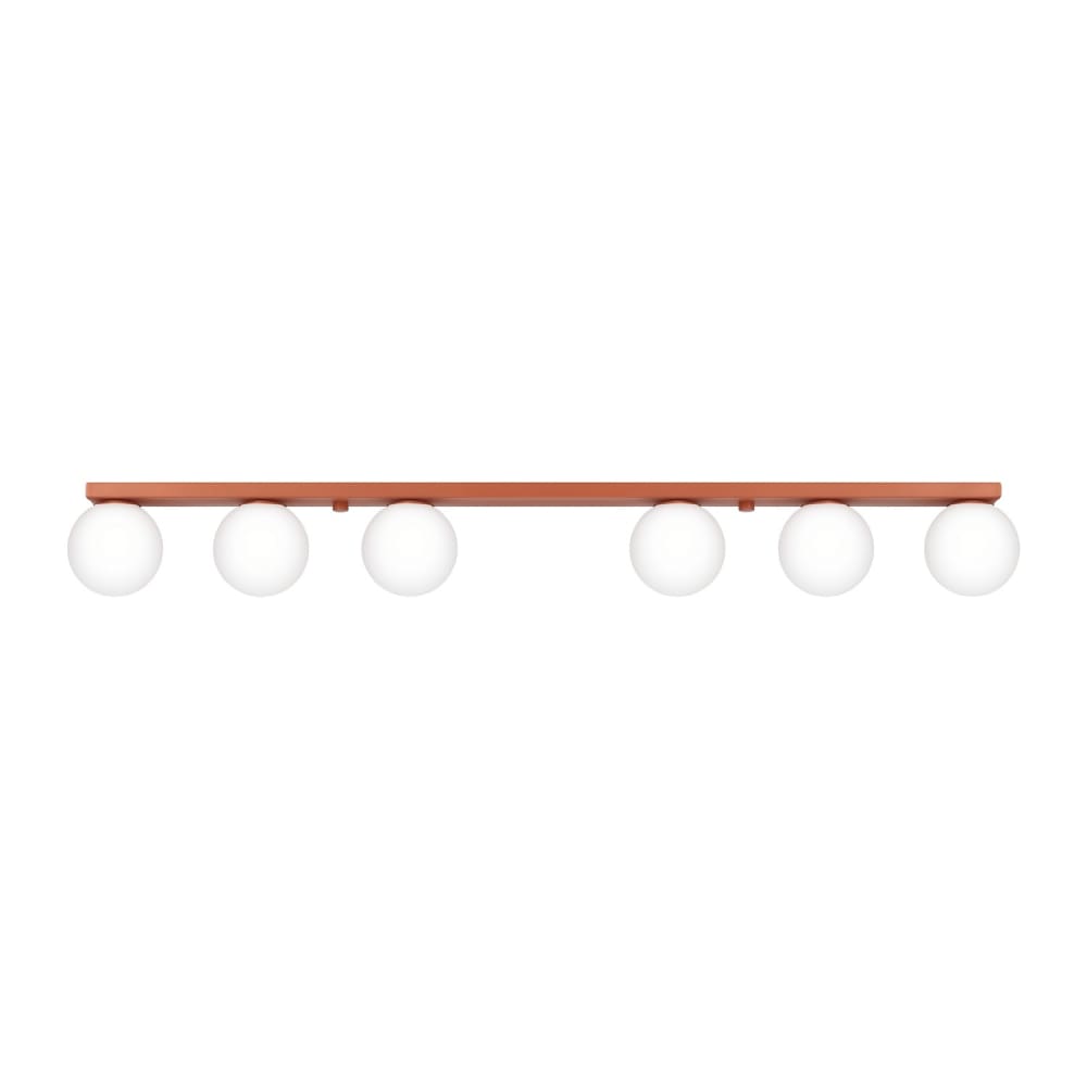 Plafonnier acier/verre ocre rouge h 14.5 cm