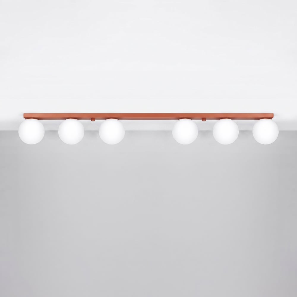 Plafonnier acier/verre ocre rouge h 14.5 cm — vue 3