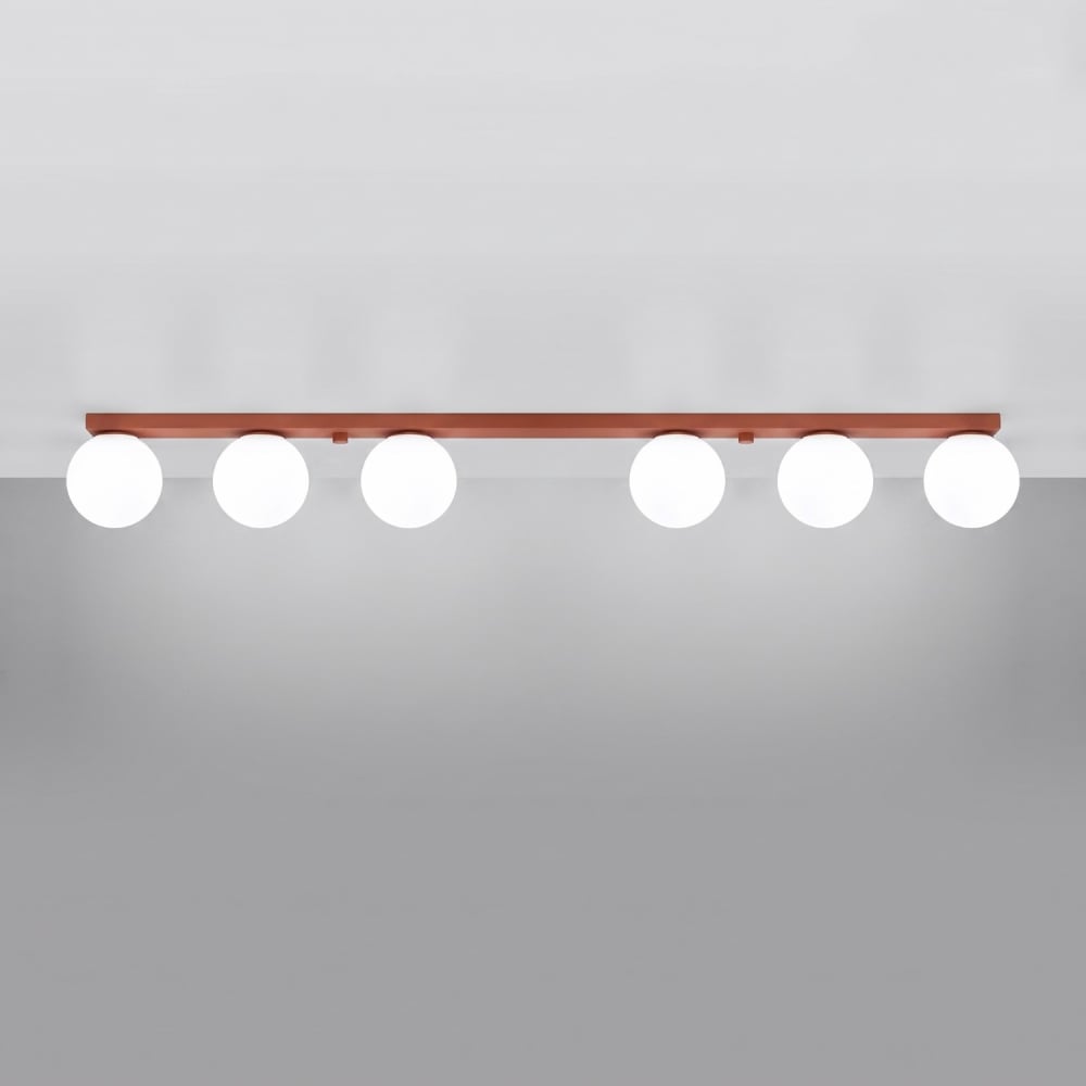 Plafonnier acier/verre ocre rouge h 14.5 cm — vue 4