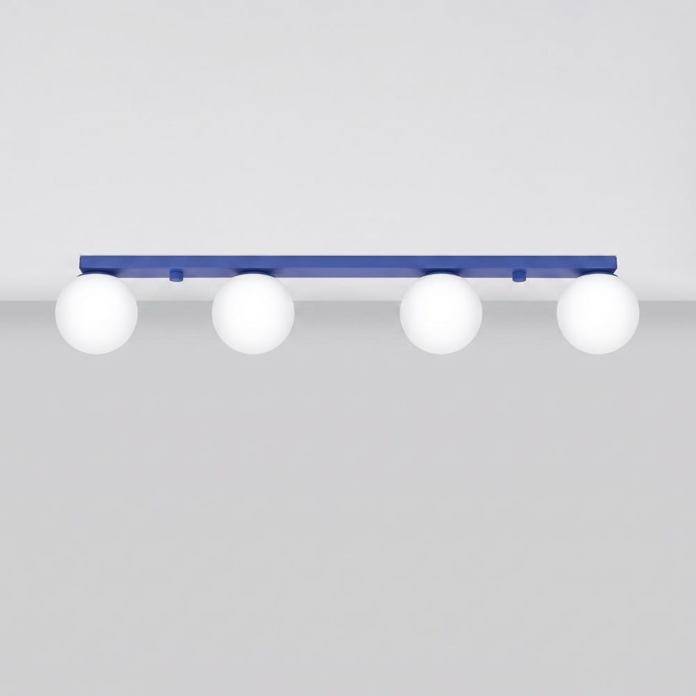 Plafonnier acier/verre outremer h 14.5 cm — vue 3