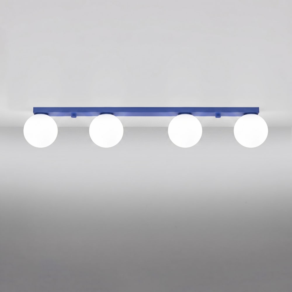 Plafonnier acier/verre outremer h 14.5 cm — vue 4