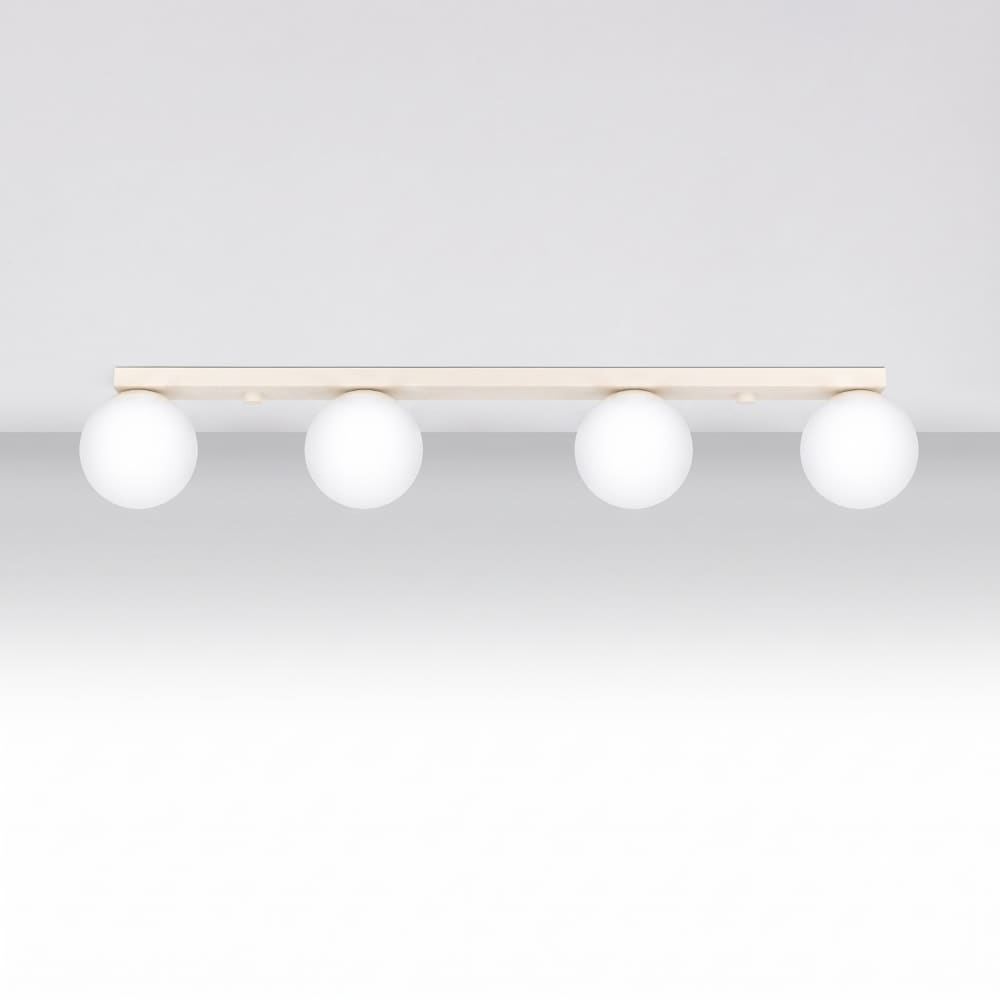 Plafonnier acier/verre beige h 14.5 cm — vue 3
