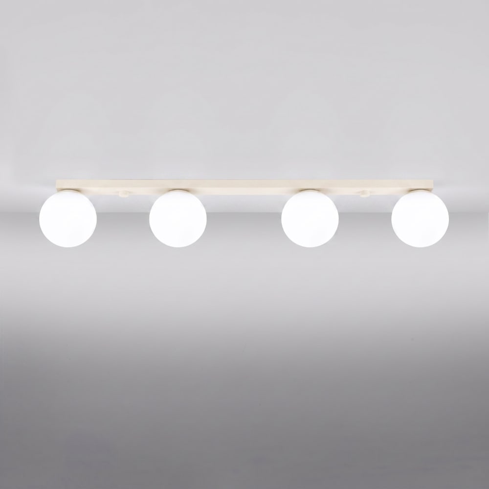 Plafonnier acier/verre beige h 14.5 cm — vue 4