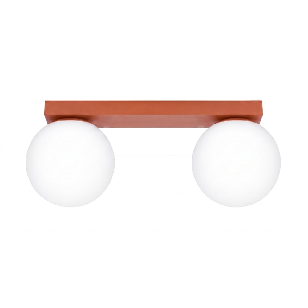 Plafonnier acier/verre ocre rouge h 14.5 cm