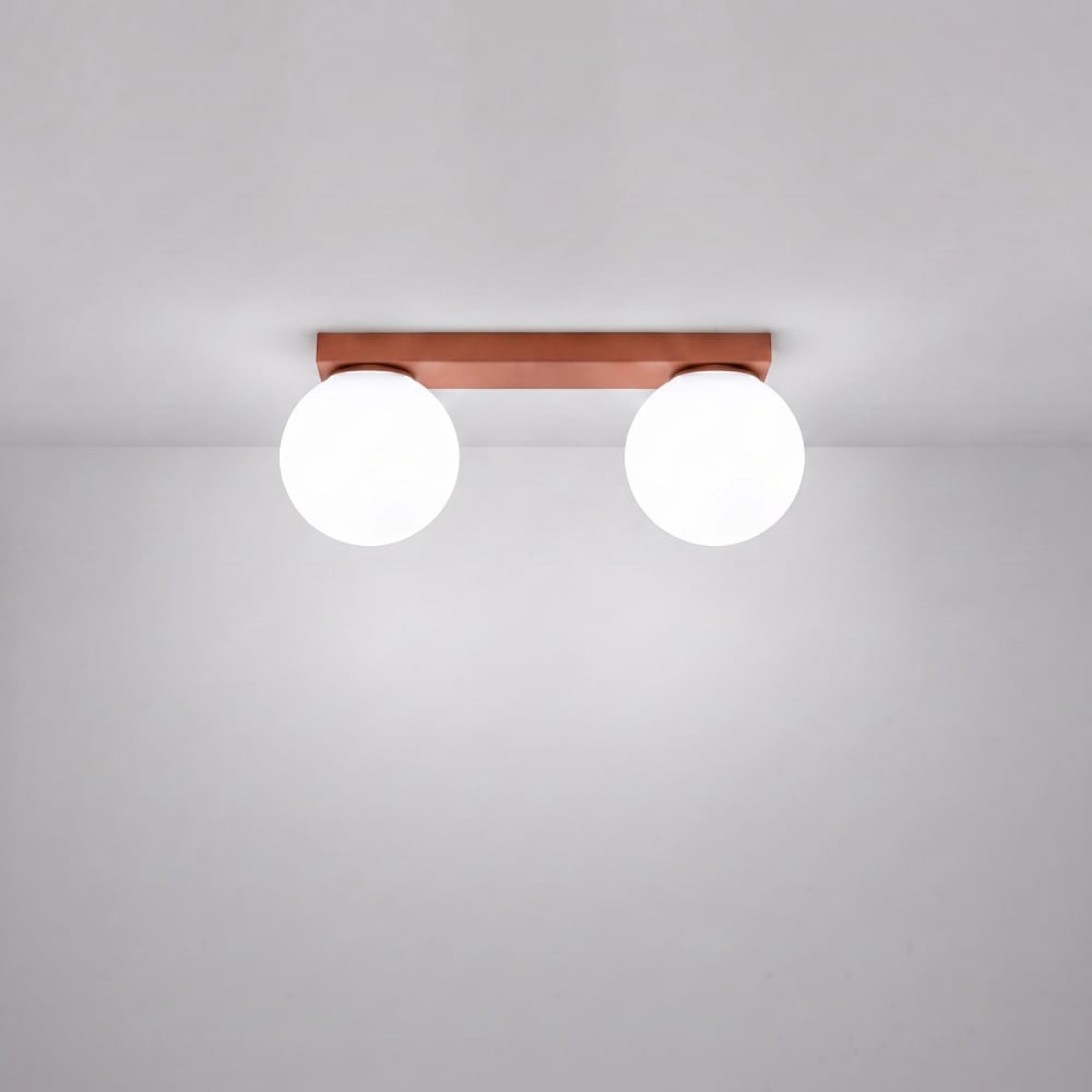 Plafonnier acier/verre ocre rouge h 14.5 cm — vue 4