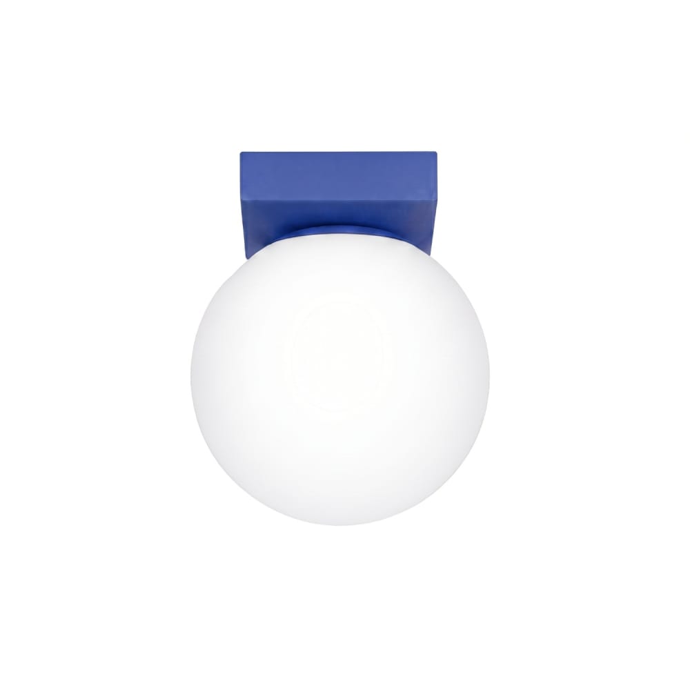 Plafonnier acier/verre outremer h 14.5 cm