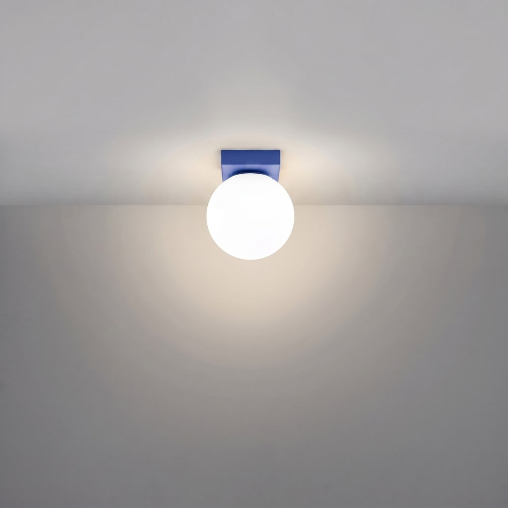 Plafonnier acier/verre outremer h 14.5 cm — vue 4