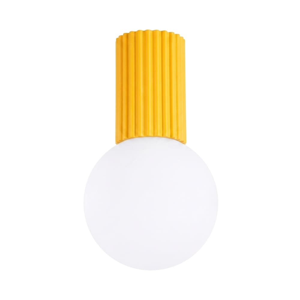 Plafonnier aluminium/verre jaune h 21 cm