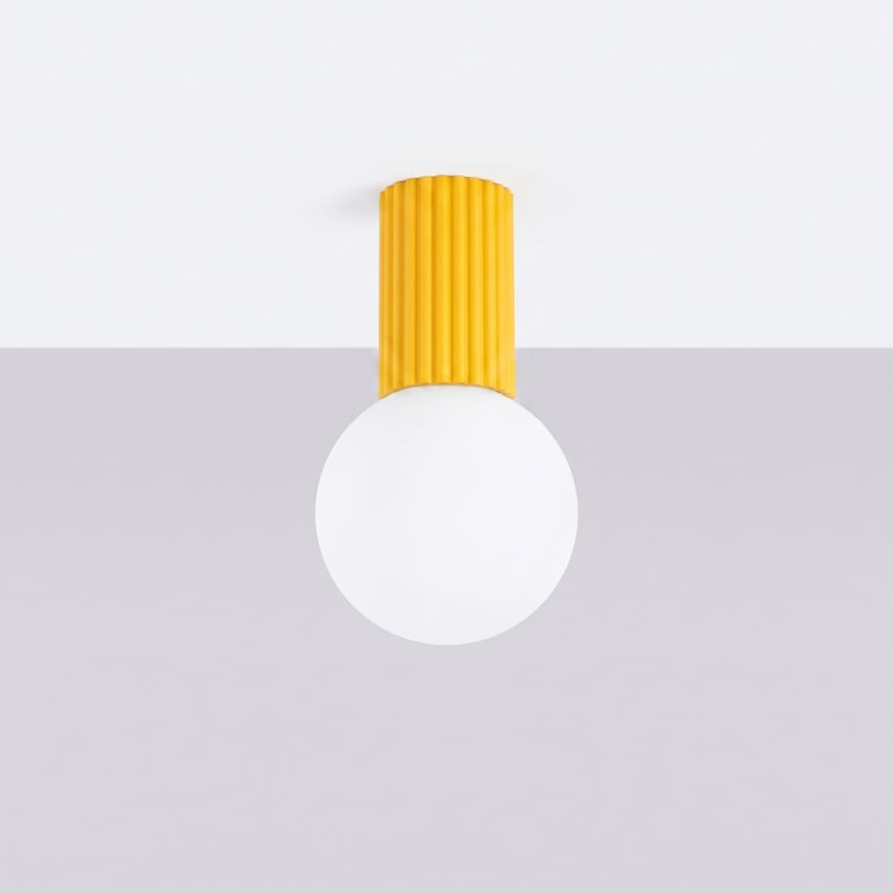 Plafonnier aluminium/verre jaune h 21 cm — vue 3