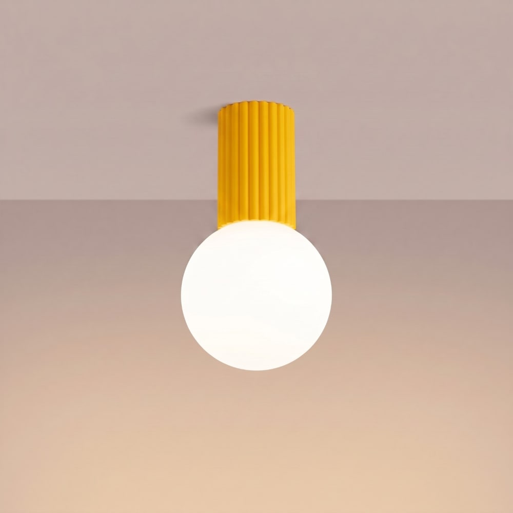 Plafonnier aluminium/verre jaune h 21 cm — vue 4