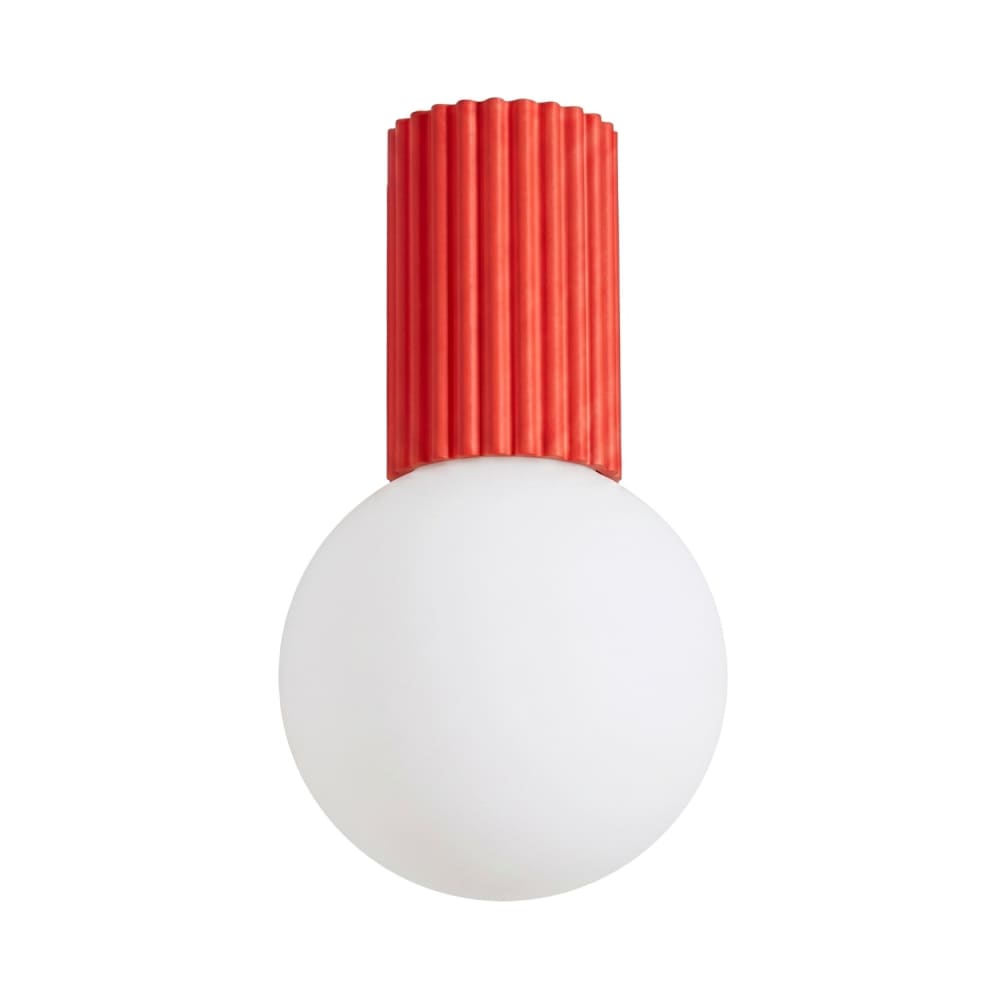 Plafonnier aluminium/verre rouge h 21 cm