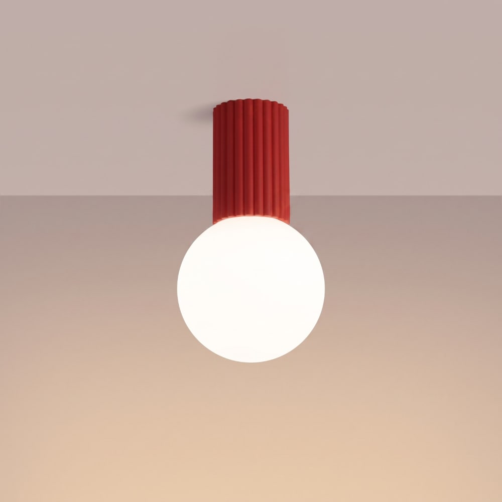 Plafonnier aluminium/verre rouge h 21 cm — vue 4
