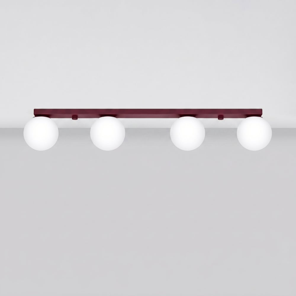 Plafonnier acier/verre bourgogne h 14.5 cm — vue 3