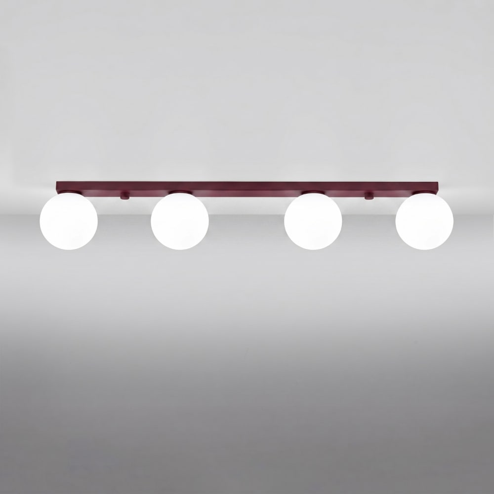 Plafonnier acier/verre bourgogne h 14.5 cm — vue 4