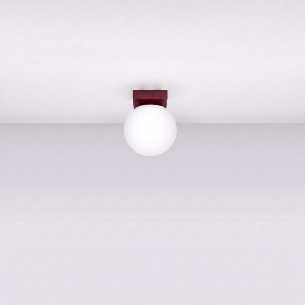 Plafonnier acier/verre bourgogne h 14.5 cm — vue 3