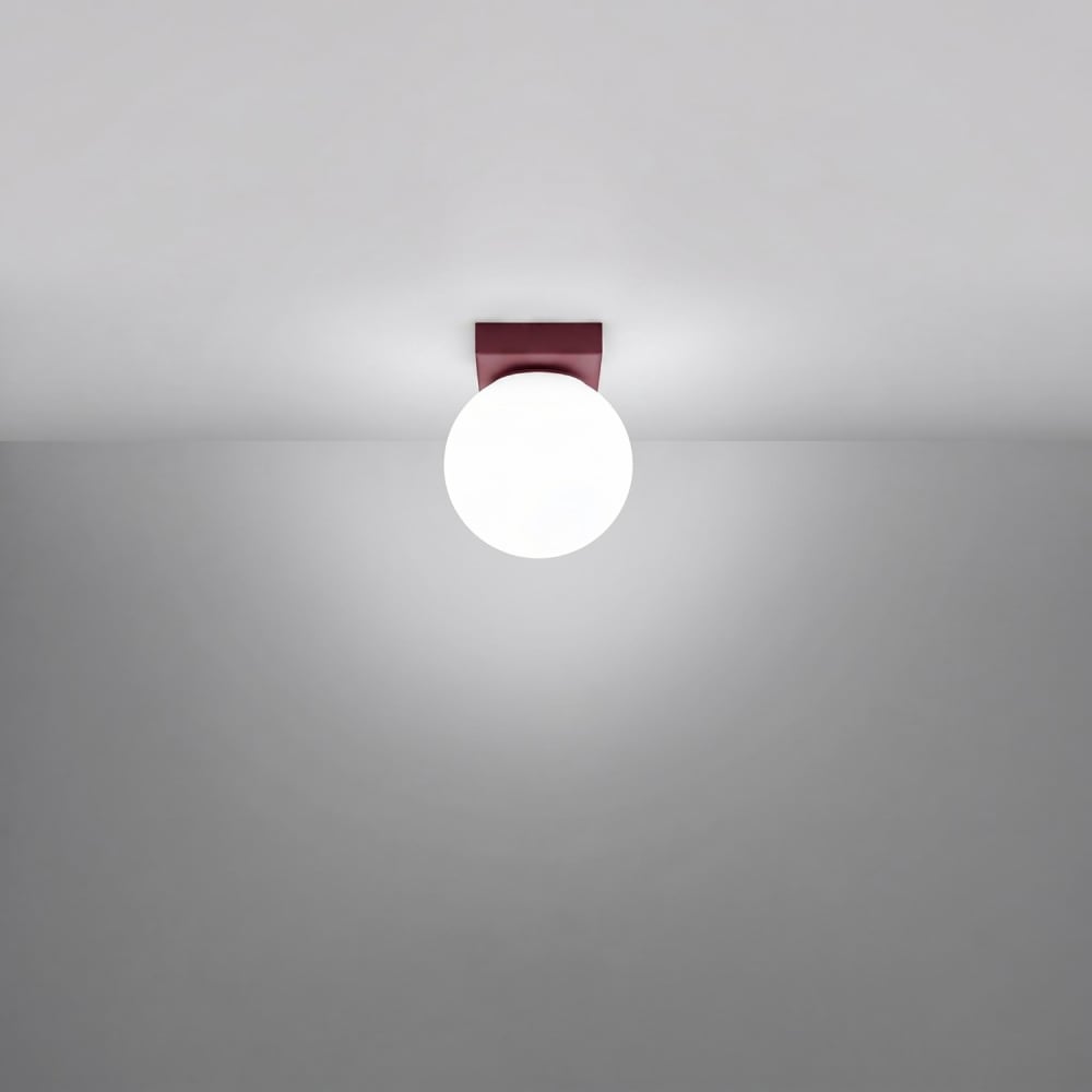 Plafonnier acier/verre bourgogne h 14.5 cm — vue 4