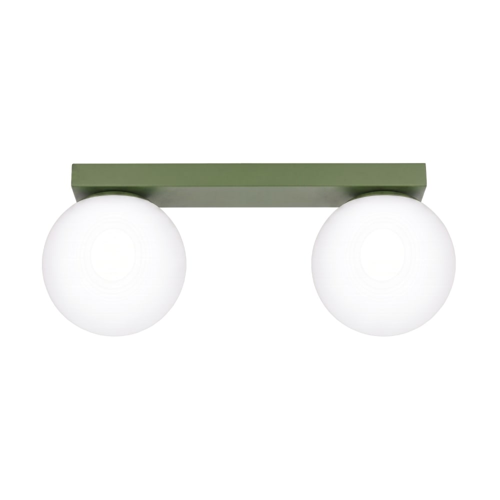 Plafonnier acier/verre vert olive h 14.5 cm