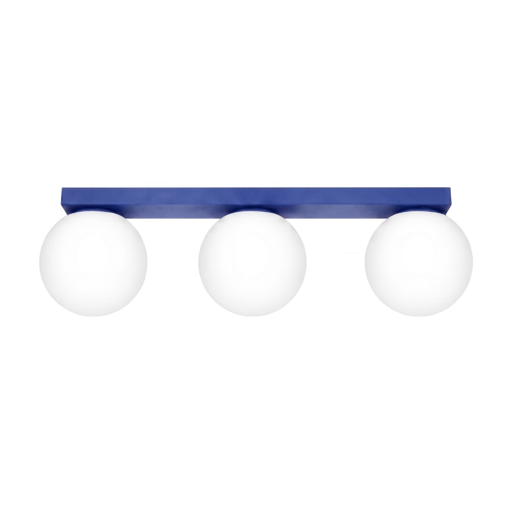 Plafonnier acier/verre outremer h 14.5 cm