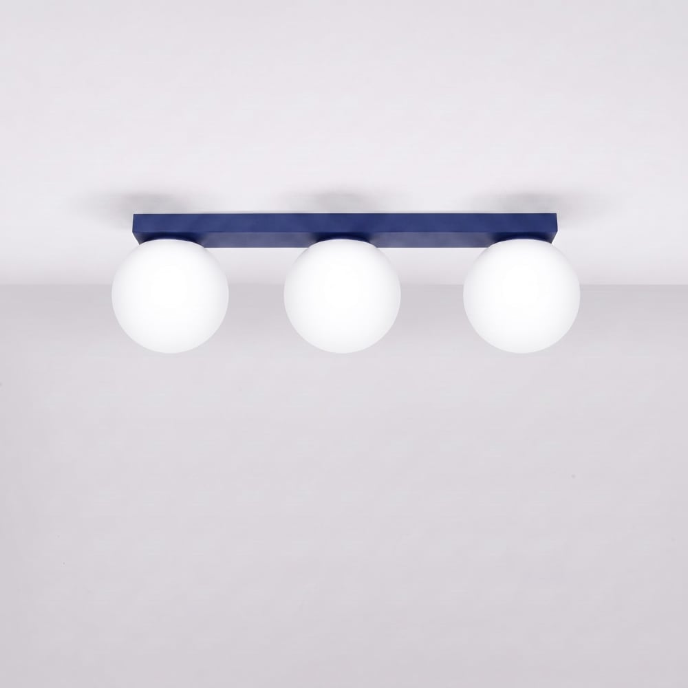 Plafonnier acier/verre outremer h 14.5 cm — vue 3