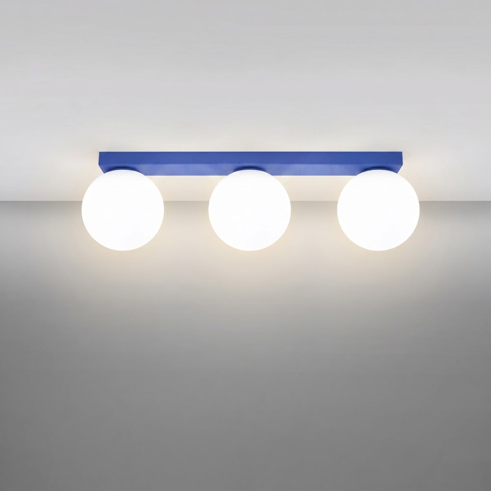 Plafonnier acier/verre outremer h 14.5 cm — vue 4