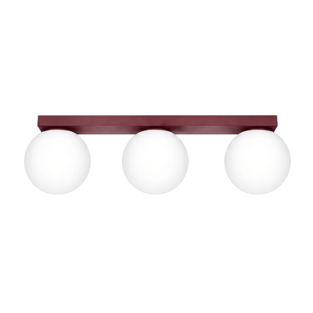 Plafonnier acier/verre bourgogne h 14.5 cm