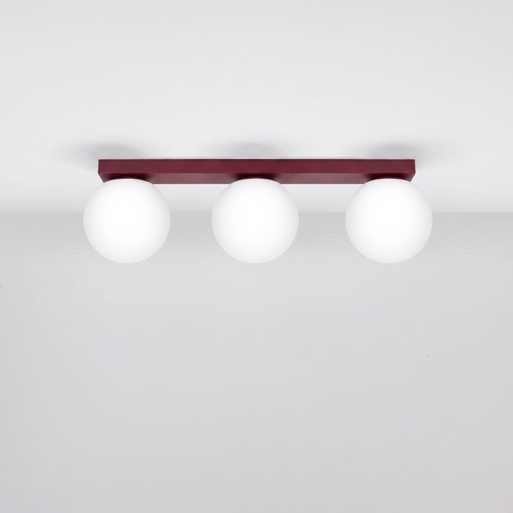 Plafonnier acier/verre bourgogne h 14.5 cm — vue 3