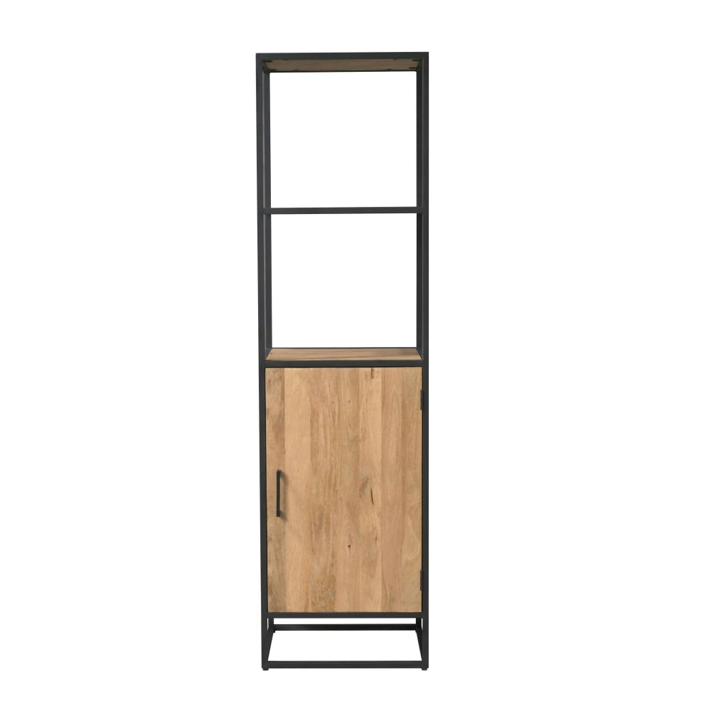Colonne de salon bois clair 1 porte 2 plateaux