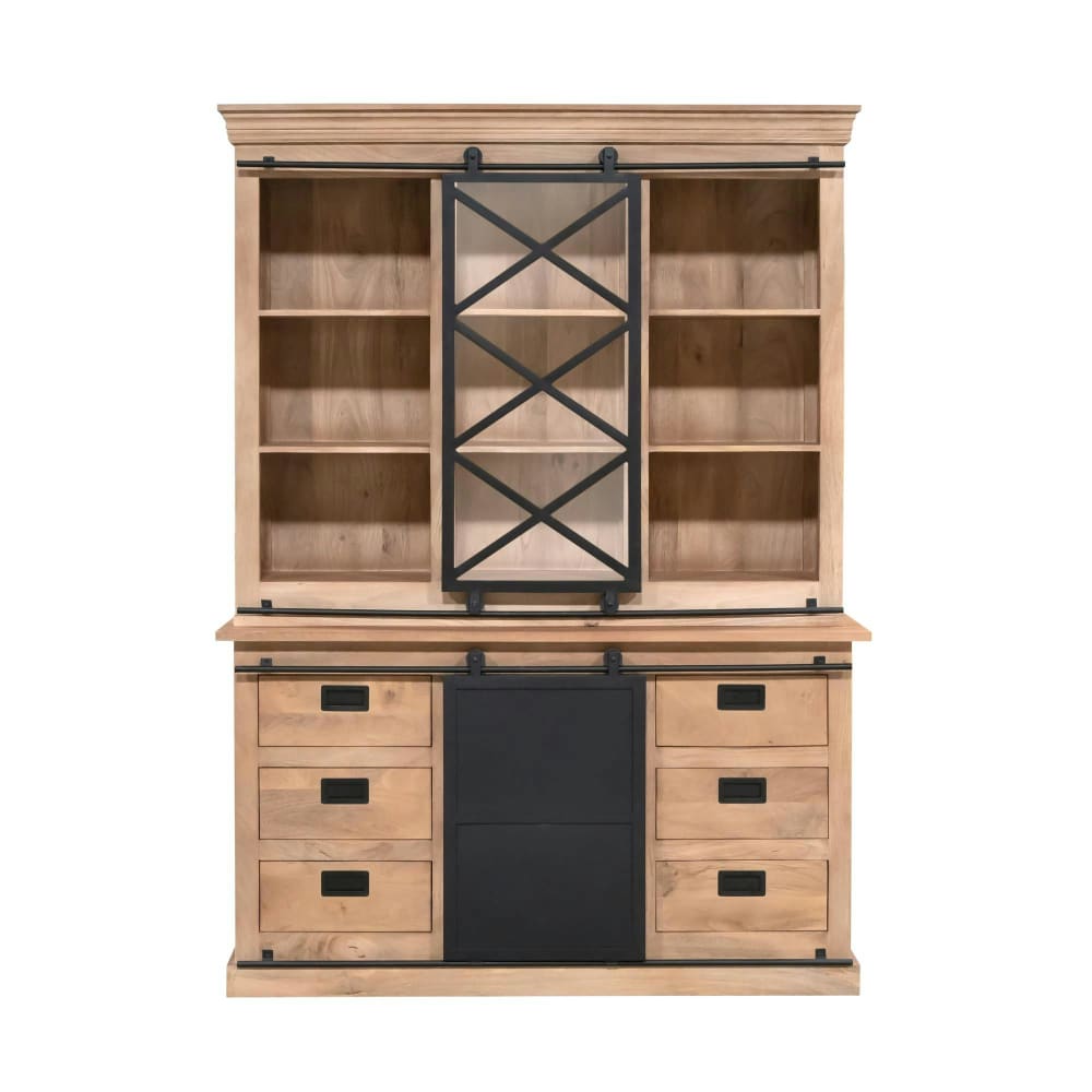 Vaisselier style atelier à portes coulissantes 160 cm
