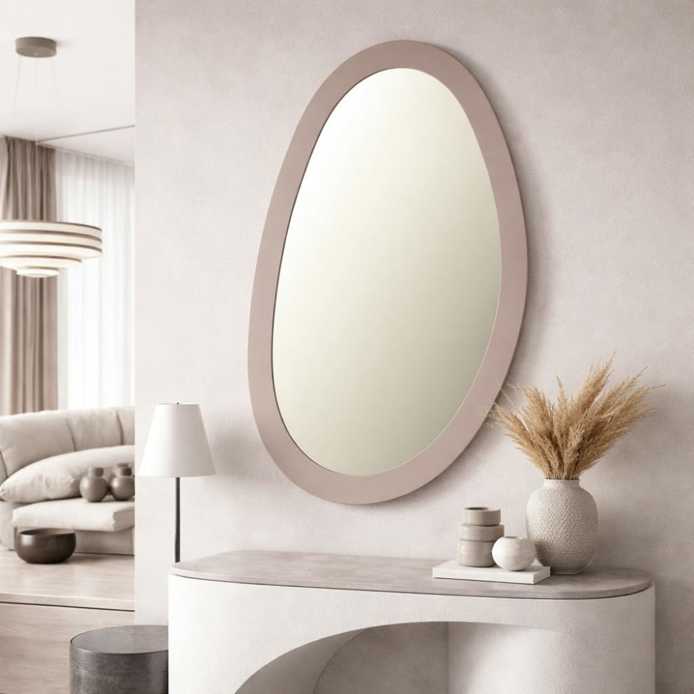 Miroir organique en bois sable 60 x 100 cm