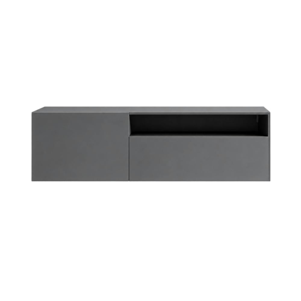 Meuble tv gris moderne à poser ou suspendre Meuble tv gris moderne à poser ou suspendre