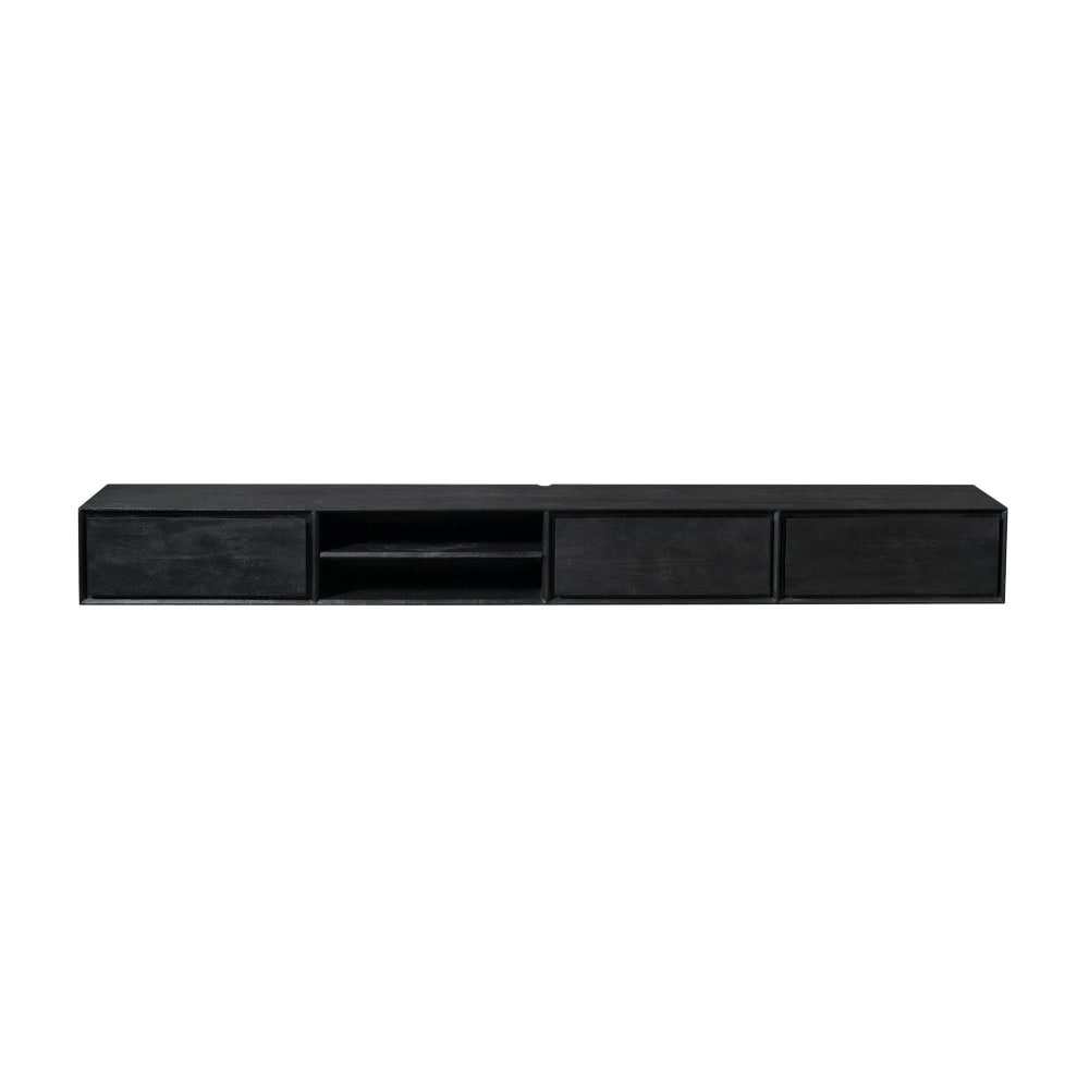 Meuble tv suspendu noir 3 tiroirs 1 niche 200 cm Meuble tv suspendu noir 3 tiroirs 1 niche 200 cm
