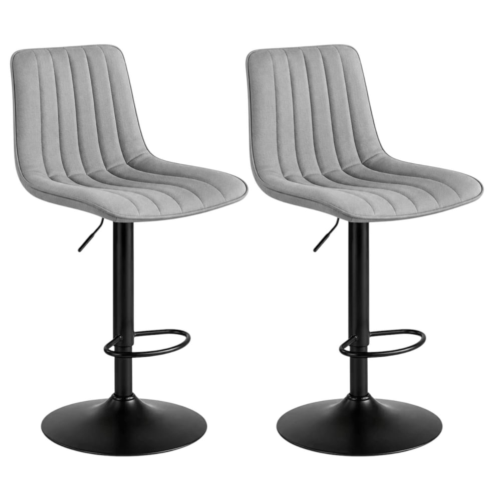 Tabouret de bar réglable gris clair coutures verticales (x2) Tabouret de bar réglable gris clair coutures verticales (x2)
