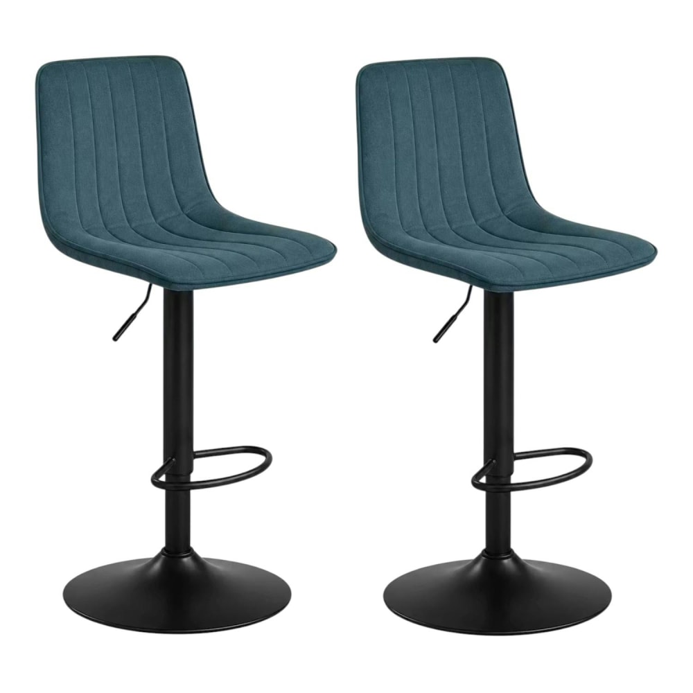 Tabouret de bar réglable bleu coutures verticales (x2) Tabouret de bar réglable bleu coutures verticales (x2)
