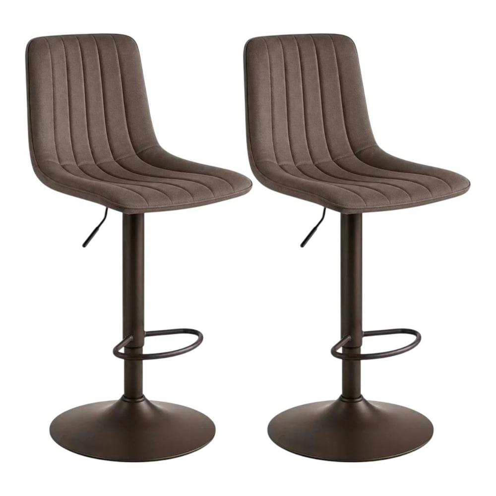 Tabouret de bar réglable marron coutures verticales (x2) Tabouret de bar réglable marron coutures verticales (x2)