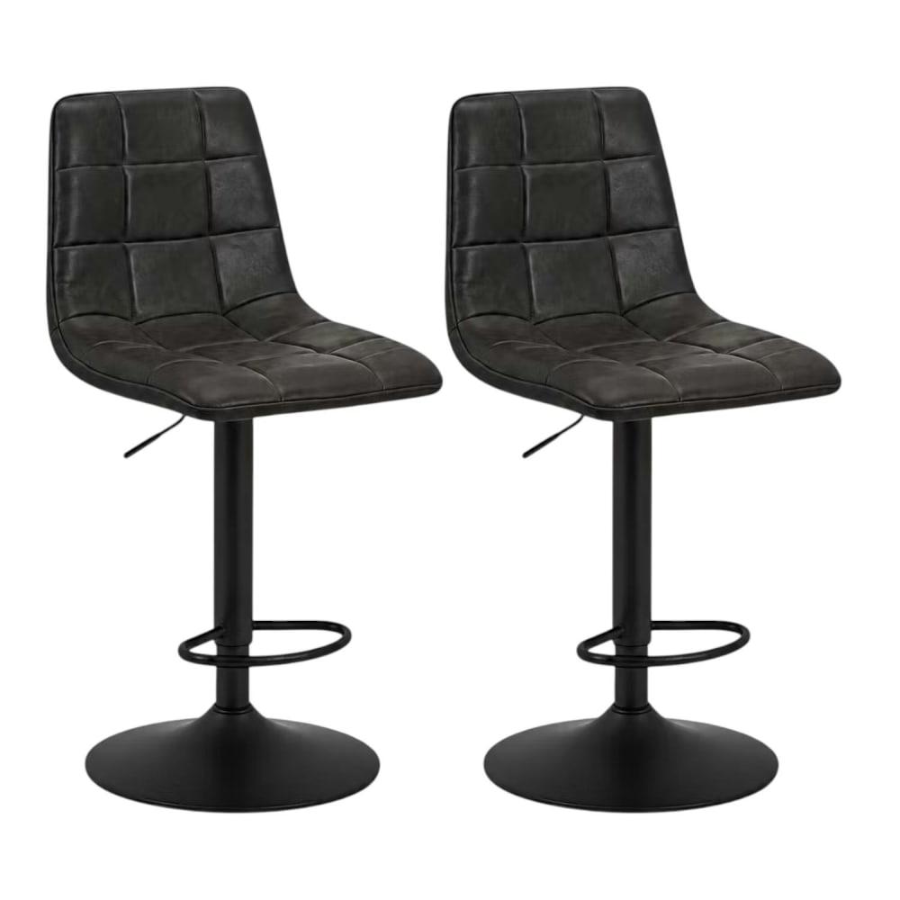 Tabouret de bar réglable gris motif damier (lot de 2) Tabouret de bar réglable gris motif damier (lot de 2)