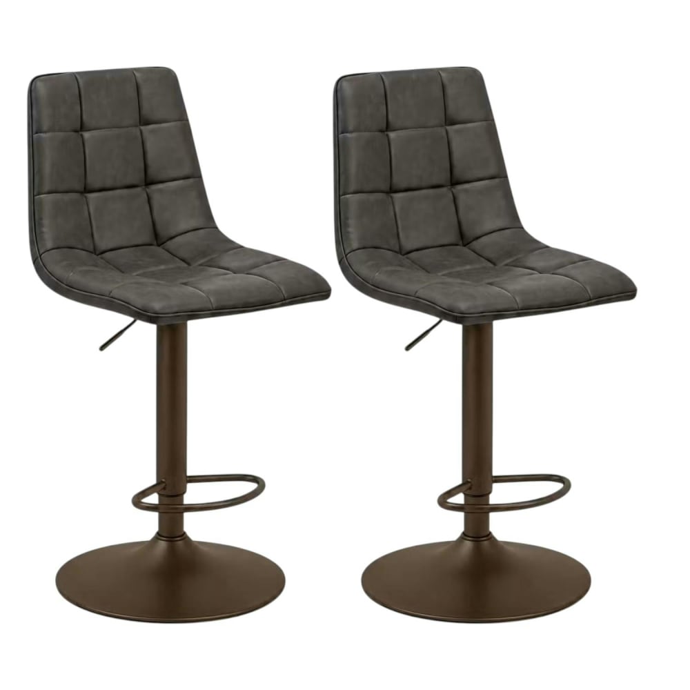 Tabouret de bar réglable marron motif damier (lot de 2) Tabouret de bar réglable marron motif damier (lot de 2)