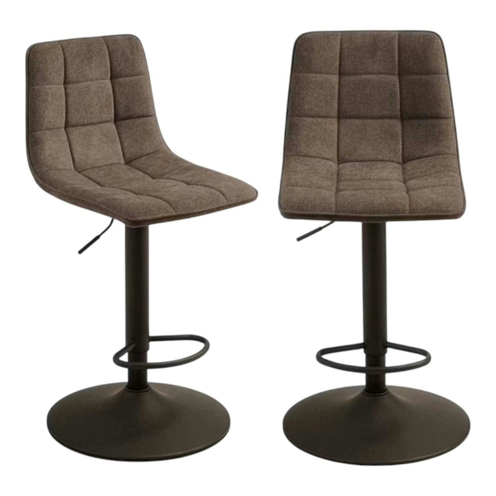 Tabouret de bar réglable marron pied bronze (lot de 2)