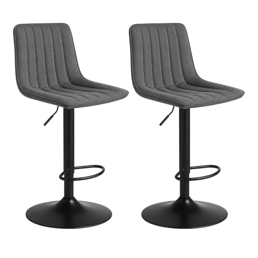 Tabouret de bar réglable gris foncé coutures verticales (x2) Tabouret de bar réglable gris foncé coutures verticales (x2)