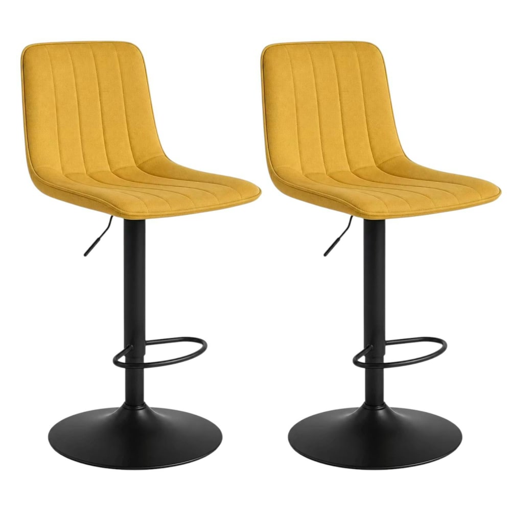 Tabouret de bar réglable jaune coutures verticales (x2) Tabouret de bar réglable jaune coutures verticales (x2)