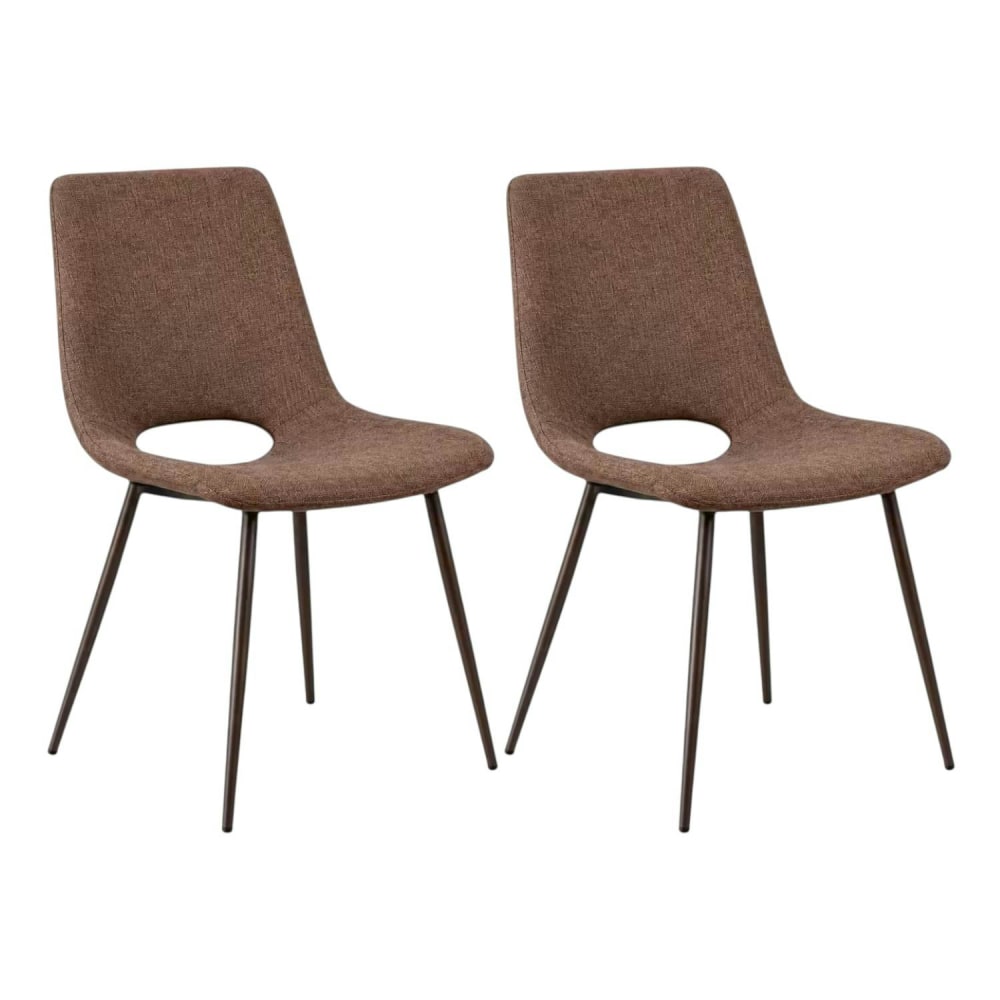 Chaise tissu marron à dossier ouvert (lot de 2) Chaise tissu marron à dossier ouvert (lot de 2)