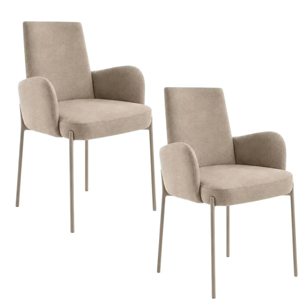 Fauteuil de table tissu beige pieds beige (x2) Fauteuil de table tissu beige pieds beige (x2)
