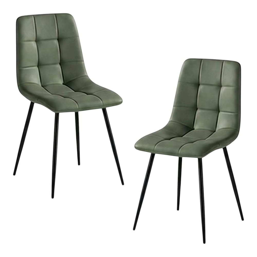 Chaise motif damier vert olive (lot de 2) Chaise motif damier vert olive (lot de 2)
