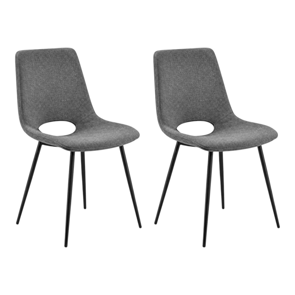 Chaise tissu gris foncé à dossier ouvert (lot de 2) Chaise tissu gris foncé à dossier ouvert (lot de 2)