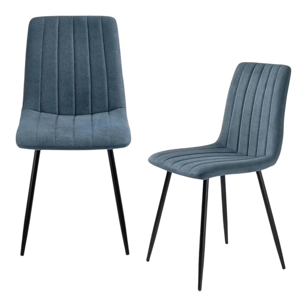 Chaise en tissu bleu à coutures verticales (lot de 2) Chaise en tissu bleu à coutures verticales (lot de 2)